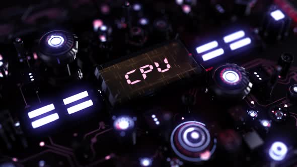 Sci Fi Circuit Technology Background Word Cpu