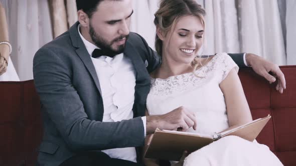 Happy Bride and Groom in Wedding Dress Prepare for Married in Wedding Ceremony