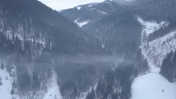 Typical landscape in Hutsulshchyna National Park in Ukraine. Vacation and winter sports.