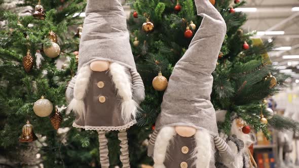 Grey Christmas Dwarf Toys for Decorations Displayed in Shop