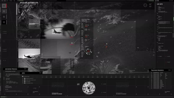 High Tech Military Operation Interface Conducts Advanced Analysis On Digital Map alt