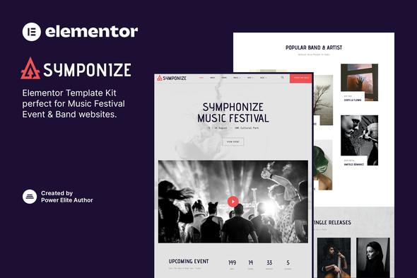 Symphonize – Music Festival Event & Band Elementor Template Kit