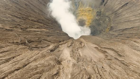 Active Volcano with a Crater. Gunung Bromo, Jawa, Indonesia