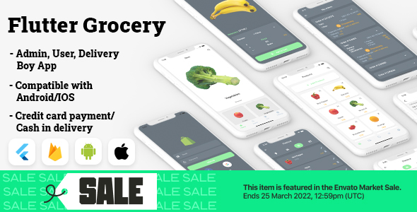 Flutter Grocery: Full Android + iOS eCommerce App (Flutter 2.0 Supported)