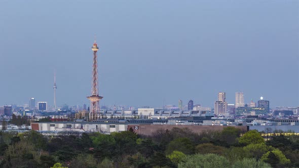 Night to Day Time Lapse of Berlin Skyline at Sunrise, Berlin, Germany