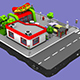 Hot Dog Cafe Block from Cartoon Low Poly City - 3DOcean Item for Sale