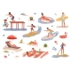 Peoples Activities on Resort Beach Vector Scenes - GraphicRiver Item for Sale