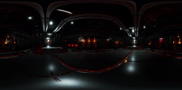 VR360 Futuristic Dark Data Center with Metal and Lights alt