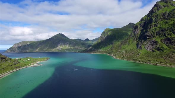 Picturesque fjord on Lofoten in Norway