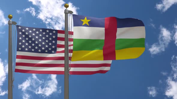 Usa Flag Vs Central African Republic Flag On Flagpole