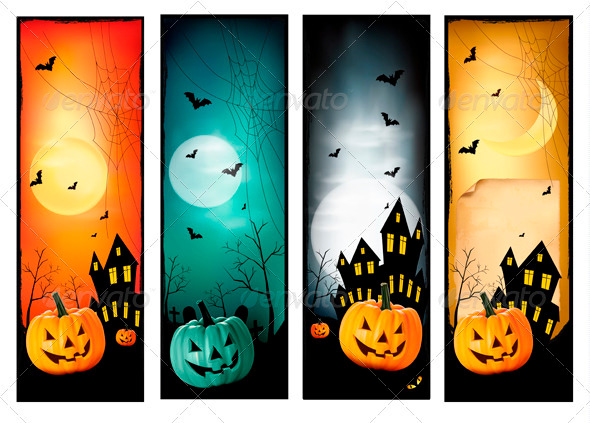 Four Halloween Banners. Vector.
