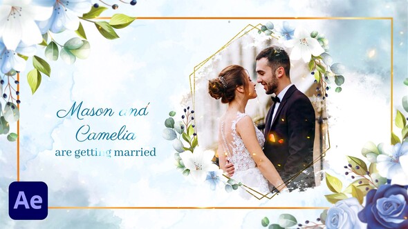 Watercolor and Floral Wedding Invitation