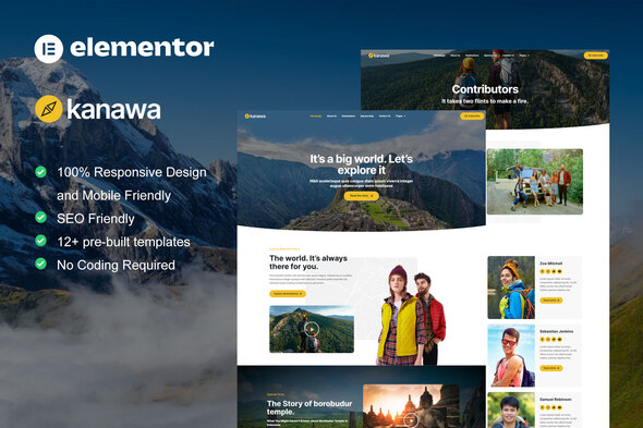Kanawa - Modern Travel Blog Elementor Template Kit