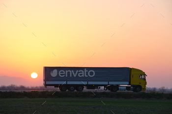 auling goods in evening. Delivery transportation and logistics concept.