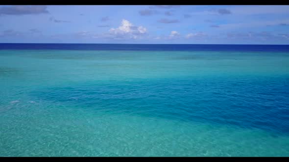 Aerial top down texture of marine seashore beach adventure by transparent sea and white sand backgro