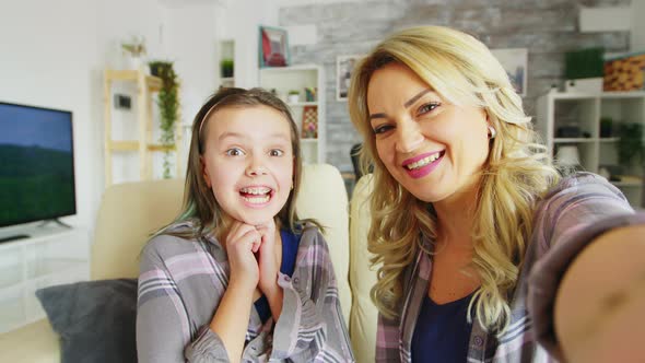 Pov of Little Girl Showing Her Braces to the Camera