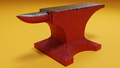 Red iron anvil over yellow studio background. Concept of crafts, handmade and metal working. 3D - PhotoDune Item for Sale