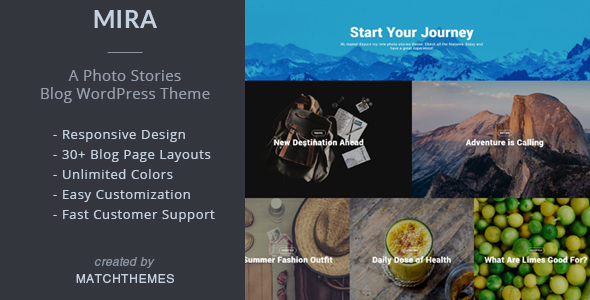 Mira - A Photo Stories Blog WordPress Theme