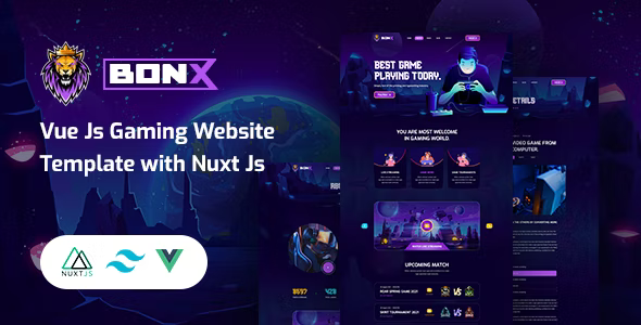 Bonx - Vue Js Gaming Website Template with Nuxt Js