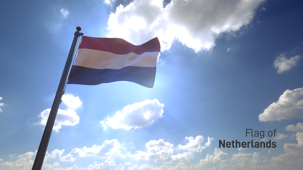 Netherlands Flag on a Flagpole V4