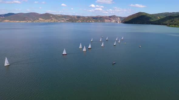 Sail Boats On Lake Golubac Regatta Serbia Summer 2