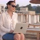 Lady on Beach with Laptop - VideoHive Item for Sale