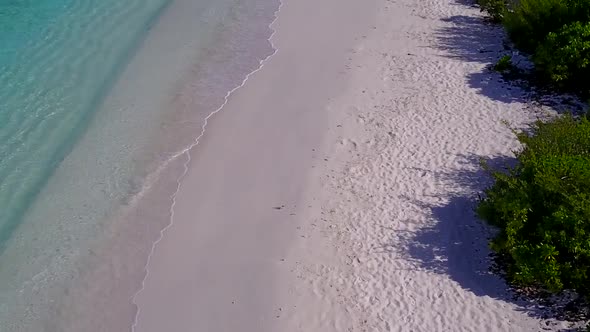 Drone aerial nature of marine coast beach by lagoon and sand background