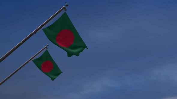 Bangladesh Flags In The Blue Sky - 4K