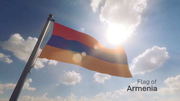 Armenia Flag on a Flagpole V2