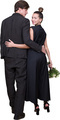 a woman in a black dress hugging a man in a suit - PhotoDune Item for Sale