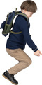 a young boy wearing a backpack and jumping in the air - PhotoDune Item for Sale