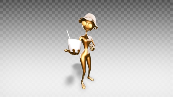 Golden 3D Woman - Cartoon Show Fast Food alt