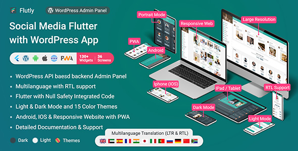 Flutly - Social Media Flutter App with WordPress Backend (Android, IOS, PWA Responsive Website)