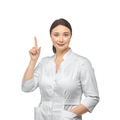 Woman in a medical white coat on a white background isolate - PhotoDune Item for Sale