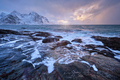 Coast of Norwegian sea on rocky coast in fjord on sunset - PhotoDune Item for Sale