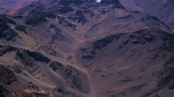 Majestic Mountain Ranges And Scenic Terrains Of Andes In South America. Wide Aerial Shot