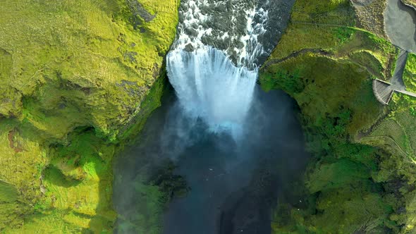 Above View of Skogafoss Waterfall, Iceland