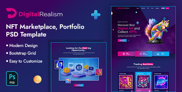 Digital Realism | NFT Marketplace PSD Template