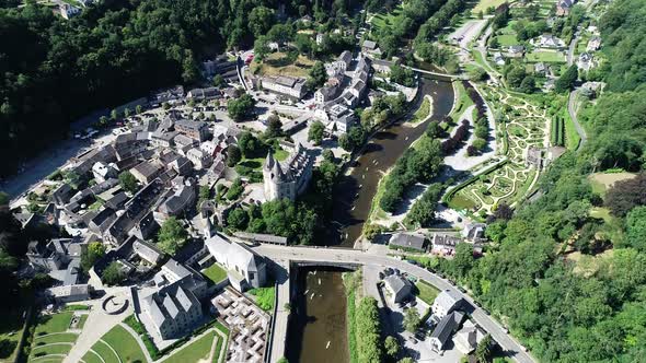 Durbuy city aerial, world heritage located in Belgium, province of Luxembourg in the Wallonia region