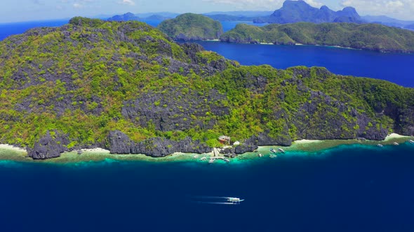 Scenic View of the Bay Surrounding Matinloc Island at Palawan, Philippines