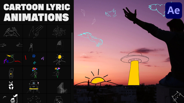 Cartoon Lyric Animations for After Effects alt