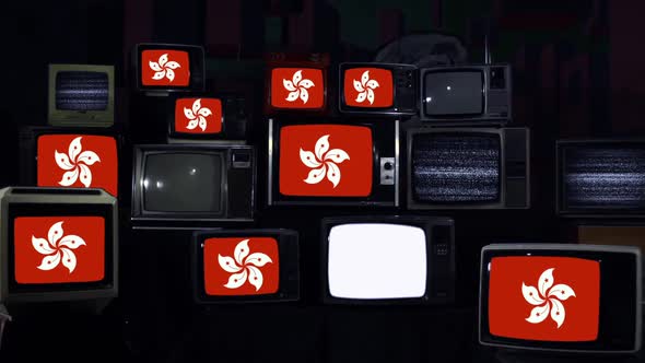 Flag of Hong Kong and Retro Televisions.