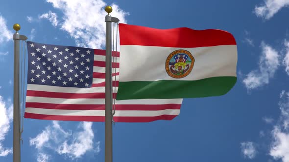 Usa Flag Vs San Diego County Flag California  On Flagpole