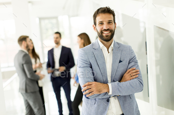 business people talking in background