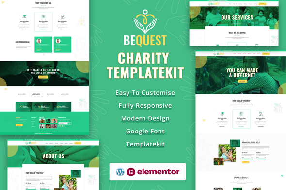 BEQUEST | Nonprofit Charity & Donation Elementor Template Kit