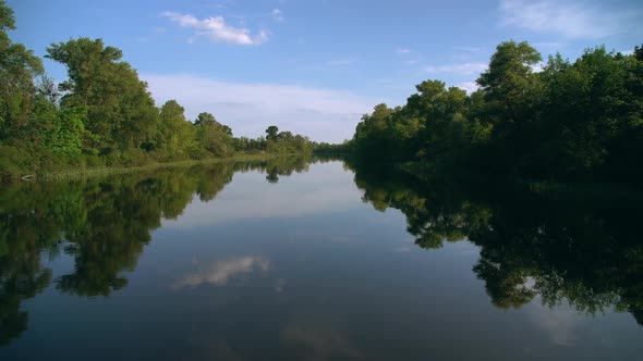 Floating on Boat in Open Water