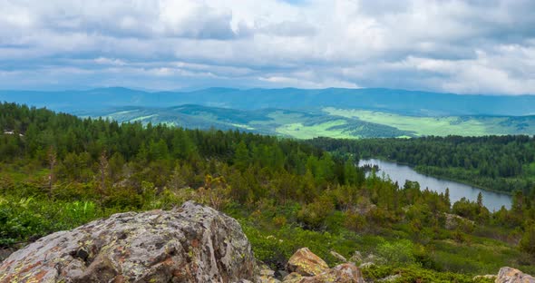 Mountain Lake Timelapse at the Summer or Autumn Time