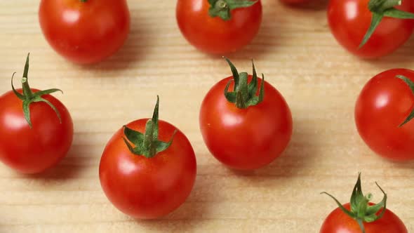 Fresh raw round sweet Rivolo cherry tomatoes close up 