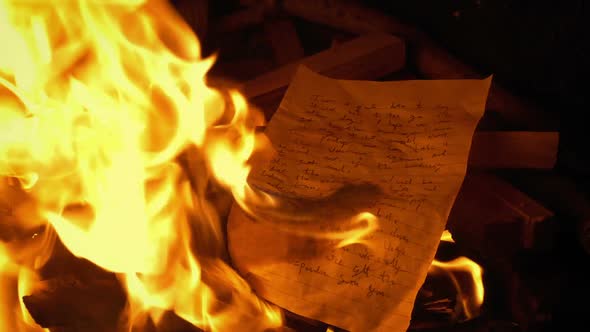 Hand Written Letter Put On Fire - Generic Content