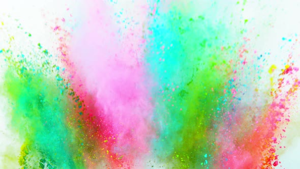 Super Slowmotion Shot of Color Powder Explosion Isolated on White Background